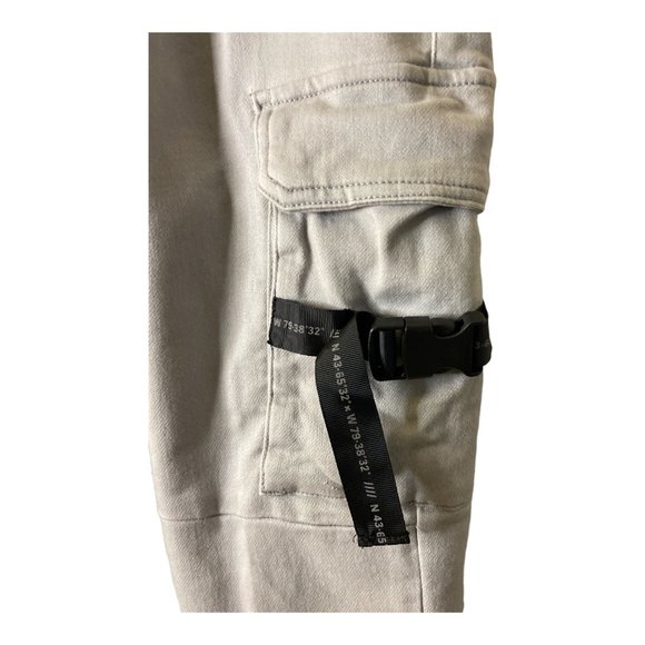 Urban ID Pants Mens Small Gray Straight Cut Skinny Drawstring Cargo Jogger - Picture 3 of 5